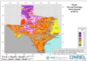 Texas wind map